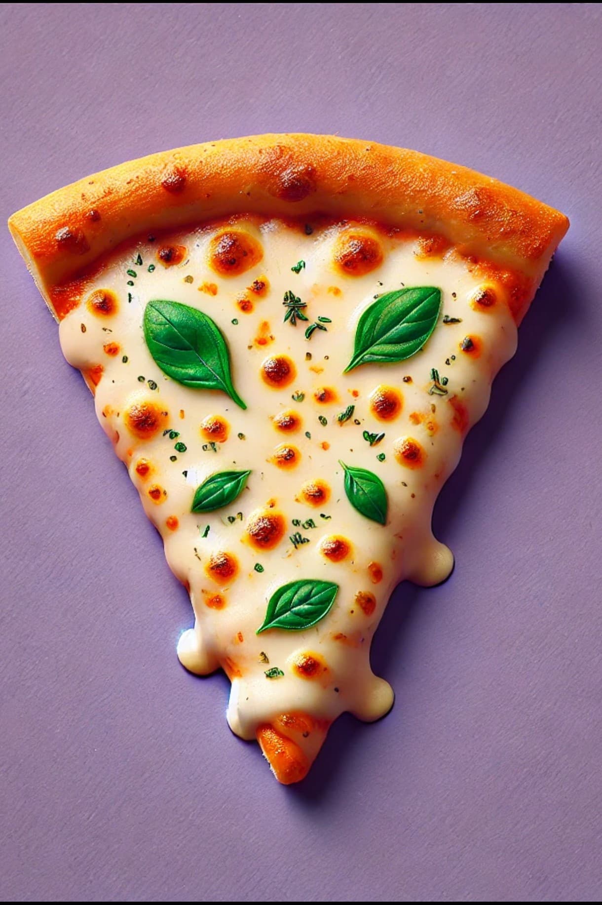 pizza cheese melting with mint leaves token image