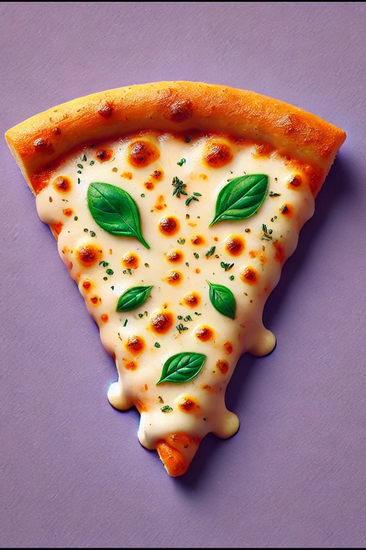 pizza cheese melting with mint leaves token image