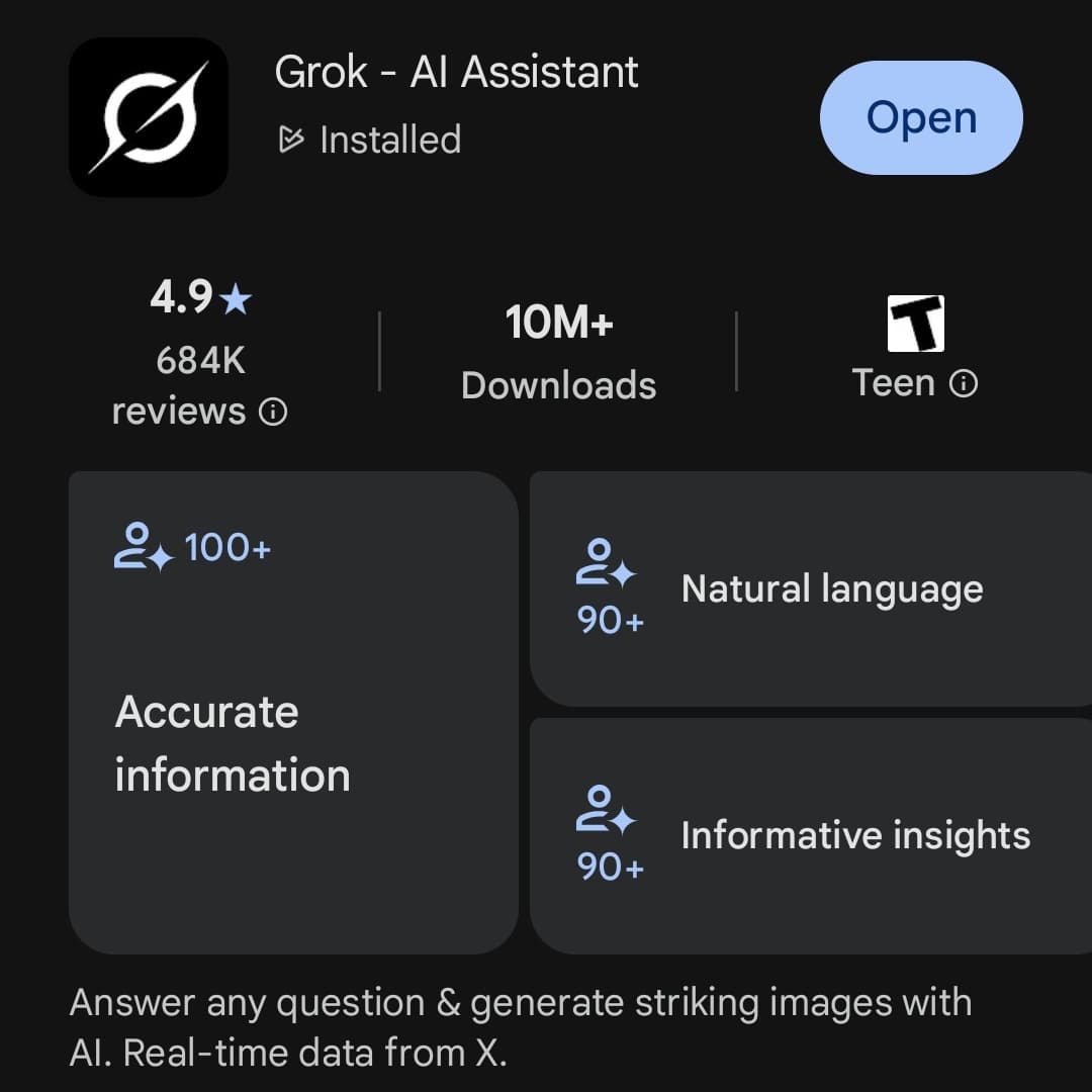 The GROK Android app token image