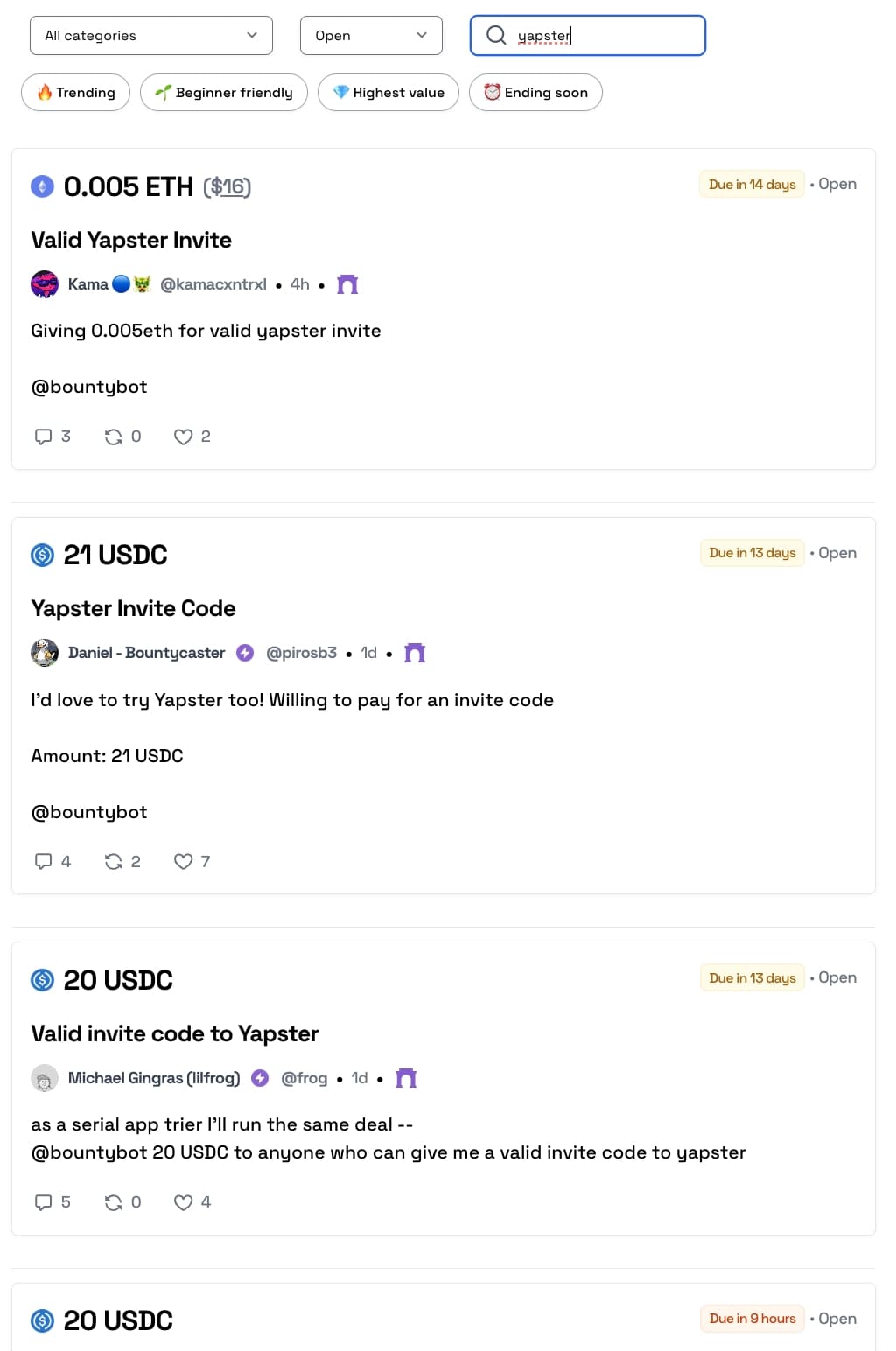 Yapster Invite Codes token image