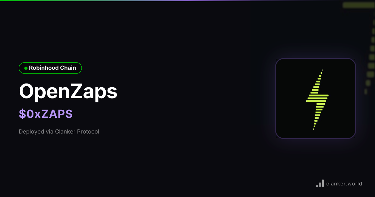 OpenZaps ($0xZAPS) • 0xDd90...CB07 — Ethereum Token | Clanker